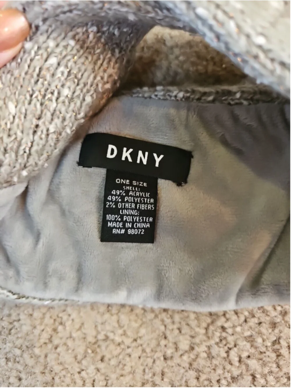 DKNY Grey Copper Metallic Fleece Lined Headband One Size